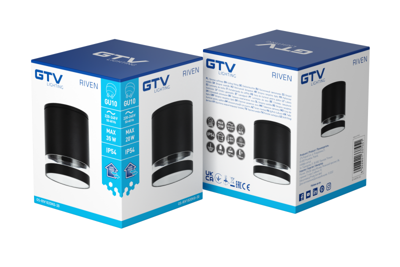 Dekoracyjna oprawa sufitowa RIVEN alum 102x120 IP54 MAX.35W okrągła grafit. 1208963984