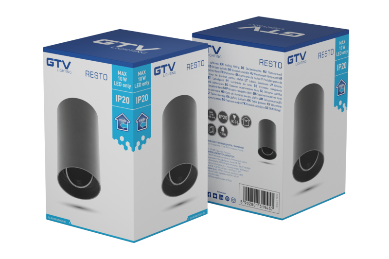 Ozdobna sufitowa oprawa oświetleniowa RESTO PC φ80x125mm IP20 max 20W okrągła czarna. 1208963985