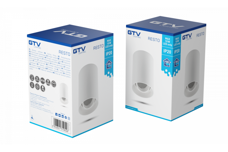 Dekoracyjna oprawa sufitowa RESTO PC φ80x125mm IP20 max 20W okrągła biała. 1208963986