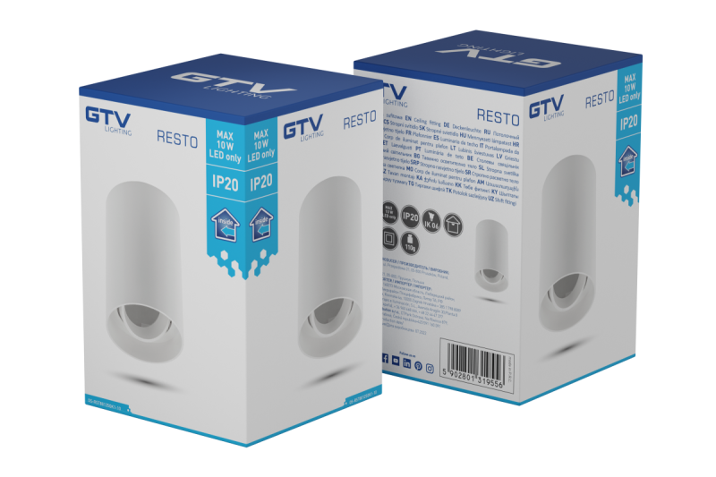 Dekoracyjna oprawa sufitowa RESTO PC φ80x125mm IP20 max 20W okrągła biała. 1208963986