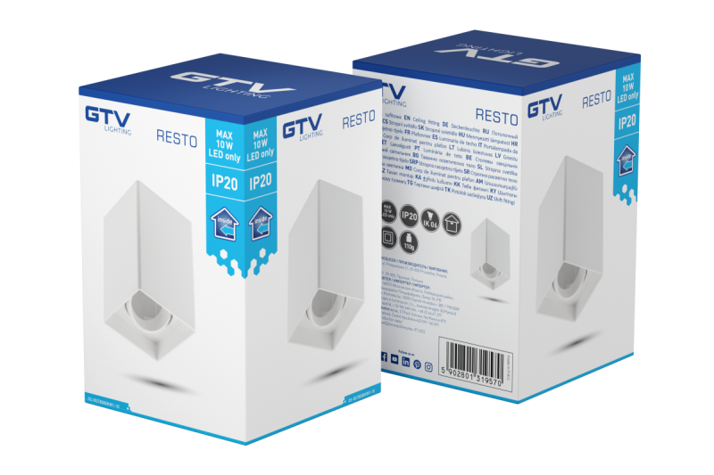 Plafoniera RESTO PC 80x80x125mm IP20 max 20W kwadratowa biała. 1208963988