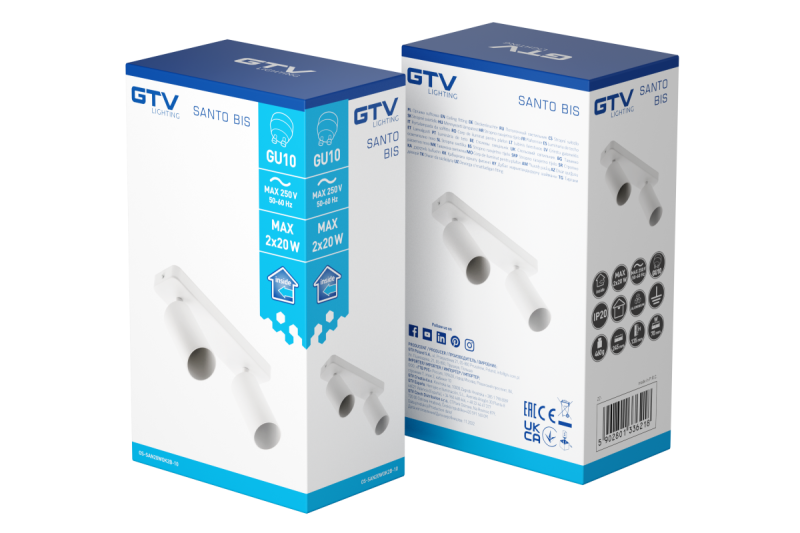 Dekoracyjna oprawa sufitowa SANTO BIS aluminium IP20 max. 20W*2 podwójna okrągła biała. 1208964000