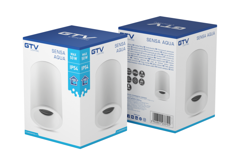 Dekoracyjna lampa sufitowa SENSA AQUA aluminiowa 85x115 IP54 max 50W okrągła biała. 1208964007