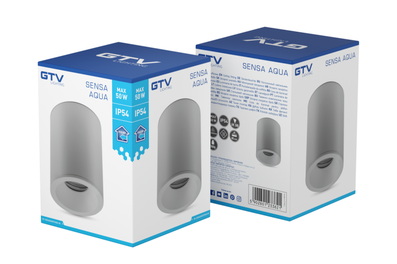 Dekoracyjna lampa sufitowa SENSA AQUA aluminiowa 85x115 IP54 max 50W okrągła szara. 1208964008