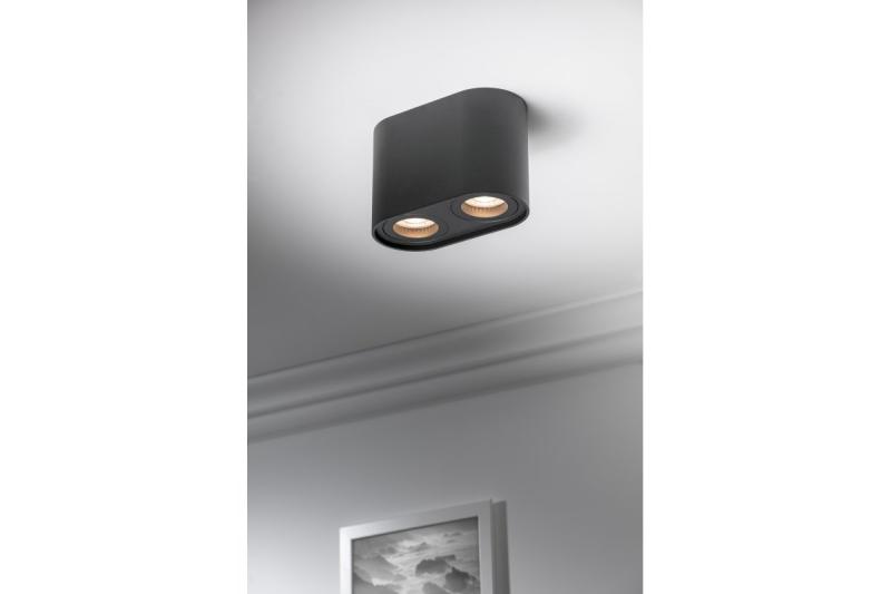 Dekoracyjna lampa sufitowa SENSO DUO, aluminium, 83x165x110, IP20, max 50W, okrągła, czarna. 1208964011
