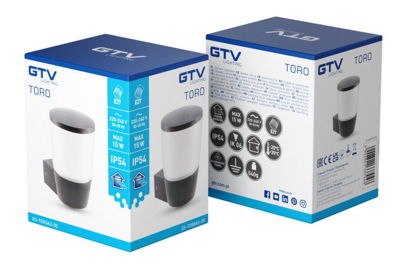 Dekoracyjne oświetlenie ogrodowe TORA-AU E27 MAX.15W IP54 AC220-240V 50-60Hz lampa ścienna czarna 1208964023