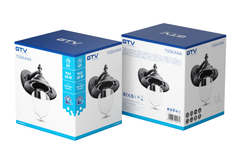 Toskańskie oświetlenie ogrodowe TOSKANA-AD E27 MAX.60W IP54 AC220-240V 50-60Hz matowa czerń 1208964026