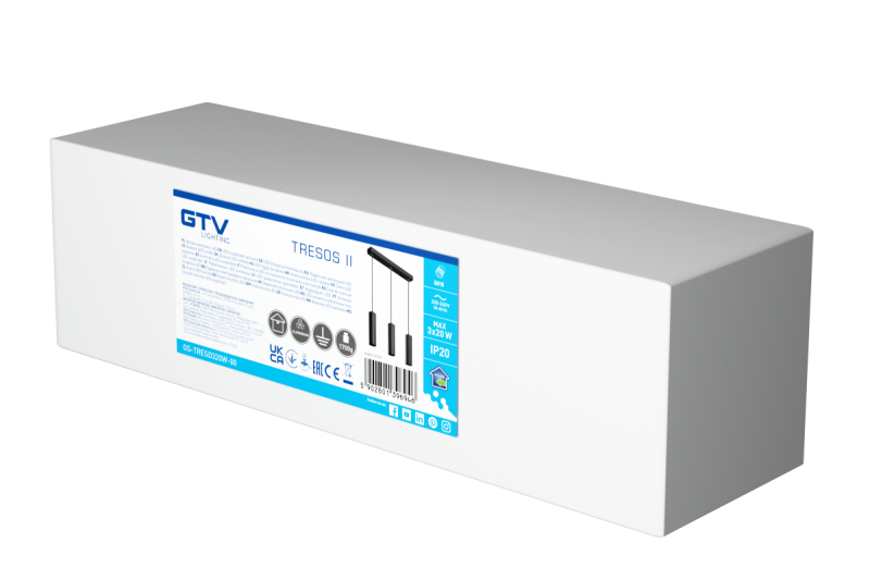 Dekoracyjna lampa wisząca TRESOS II 3xGU10 aluminium IP20 max. 3x20W czarna. 1208964030