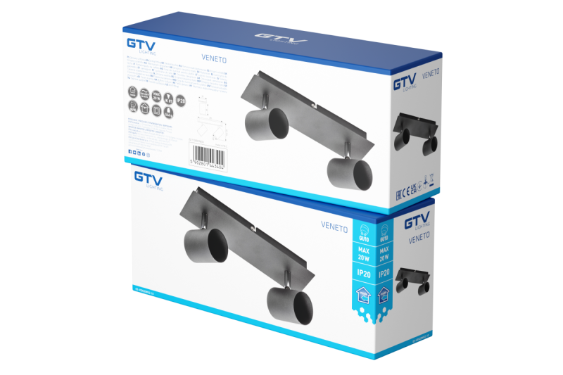 Plafondarmatuur Decor VENETO IP20 max. 20W 2 x GU10 okrągły czarny. 1208964038