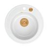 Quadri Norwich graniet witte ronde spoelbak opbouw met koperen plug en push to open afvoer 1208967042