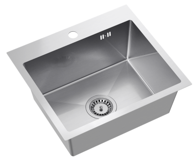 Quadri Dixton 50 set z RVS zlewem 500x450 mm z otworem na baterię na blacie oraz kuchenną baterią ze stali nierdzewnej Coventry.