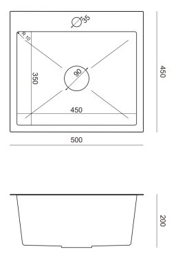 Quadri Dixton 50 set z RVS zlewem 500x450 mm z otworem na baterię na blacie oraz kuchenną baterią ze stali nierdzewnej Coventry.
