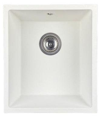 GraniteMy Universele granieten witte spoelbak 34x40 cm wit opbouw onderbouw en vlakbouw met roestvrijstalen plug 1208967107