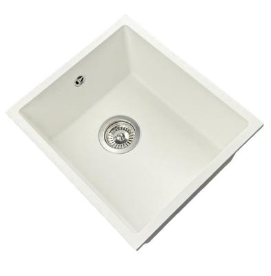 GraniteMy Universele granieten witte spoelbak 34x40 cm wit opbouw onderbouw en vlakbouw met roestvrijstalen plug 1208967107