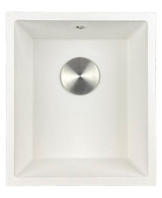 GraniteMy Universele granieten witte spoelbak 34x40 cm wit opbouw onderbouw en vlakbouw met roestvrijstalen plug 1208967107