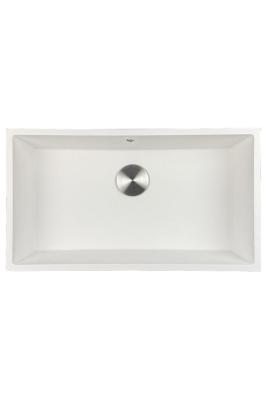 GraniteMy Universele granieten grote witte spoelbak 74x40 cm wit opbouw, onderbouw en vlakbouw met roestvrijstalen plug 1208967111