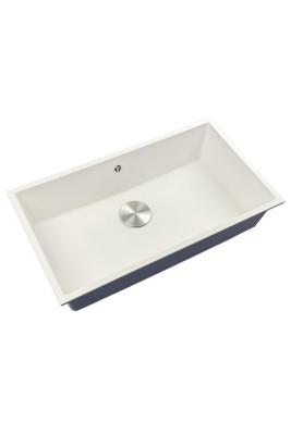GraniteMy Universele granieten grote witte spoelbak 74x40 cm wit opbouw, onderbouw en vlakbouw met roestvrijstalen plug 1208967111
