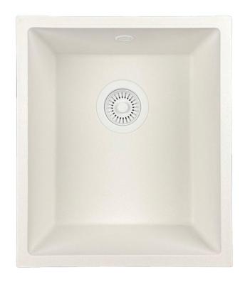 GraniteMy Universele granieten witte spoelbak 34x40 cm wit opbouw onderbouw en vlakbouw met witte plug 1208967146