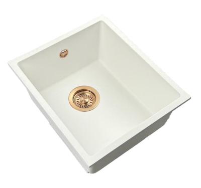 GraniteMy Universele granieten witte spoelbak 34x40 cm wit opbouw onderbouw en vlakbouw met koperen plug 1208967148