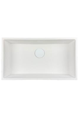 GraniteMy Universele grote witte granieten spoelbak 74x40 cm wit opbouw onderbouw en vlakbouw met witte plug 1208967160