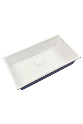GraniteMy Universele grote witte granieten spoelbak 74x40 cm wit opbouw onderbouw en vlakbouw met witte plug 1208967160