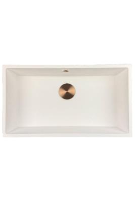 GraniteMy Universele granieten grote witte spoelbak 74x40 cm wit opbouw onderbouw en vlakbouw met koperen plug 1208967162