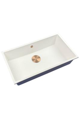 GraniteMy Universele granieten grote witte spoelbak 74x40 cm wit opbouw onderbouw en vlakbouw met koperen plug 1208967162