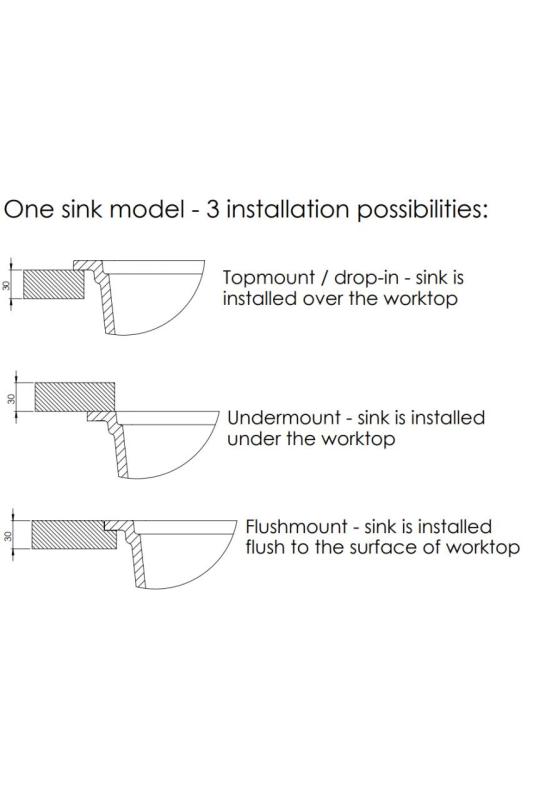 GraniteMy Uniwersalny duży biały zlew granitowy 74x40 cm biały, montaż nablatowy, podwieszany i wpuszczany z złotym korkiem 1208967163