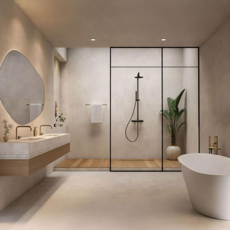 Waterevolution Flow zestaw prysznicowy z deszczownicą matowa czerń T141NPR