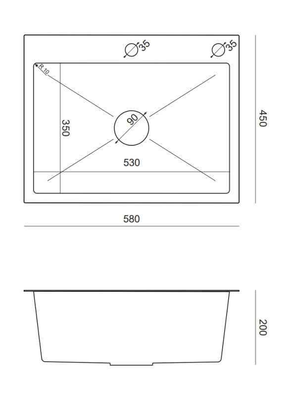 Quadri Dixton 60 czarny PVD Nano stal nierdzewna zlew 580x450 mm z otworem na baterię i akcesoriami 1208967195