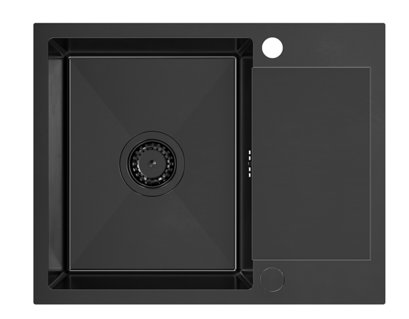 Quadri Dixton 80 czarny PVD Nano stal nierdzewna zlewozmywak 600x480 mm z ociekaczem, odwracalny 1208967197