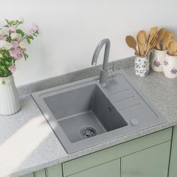 Quadri Sligo 60 granitowy zlew szary zestaw 55x44 cm z ociekaczem, w tym kran 1208967200