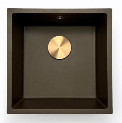 GraniteMy Uniwersalny granitowy zlewozmywak kawiarniany 40x40 cm montaż nablatowy, podblatowy i równy z blatem z korkiem ze stali nierdzewnej 1208967212