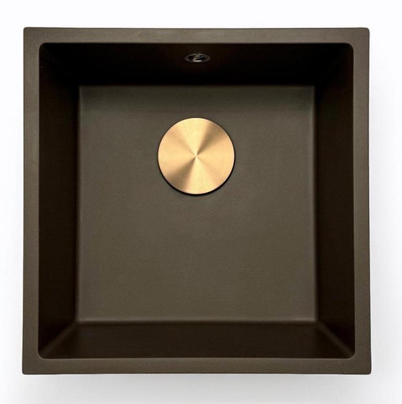 GraniteMy Uniwersalny granitowy zlewozmywak kawiarniany 40x40 cm montaż nablatowy, podblatowy i równy z blatem z korkiem ze stali nierdzewnej 1208967212