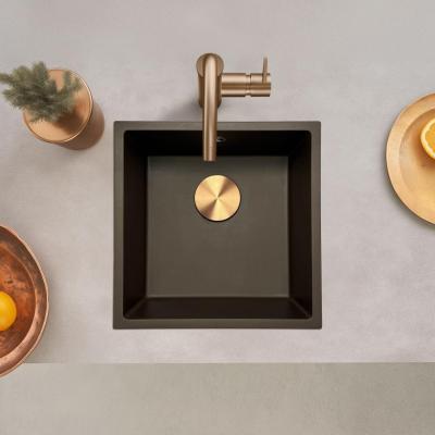 GraniteMy Uniwersalny granitowy zlew kawiarniany 40x40 cm montaż na blacie, pod blatem i na równi z blatem z miedzianym korkiem 1208967217
