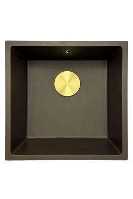 GraniteMy Uniwersalny granitowy zlew kawiarniany 40x40 cm montaż nablatowy, podblatowy i wpuszczany z korkiem odpływowym 1208967218