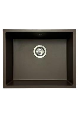 GraniteMy Uniwersalny granitowy zlew kuchenny 50x40 cm do montażu na blacie, pod blatem i na równi z blatem ze stalowym korkiem 1208967227