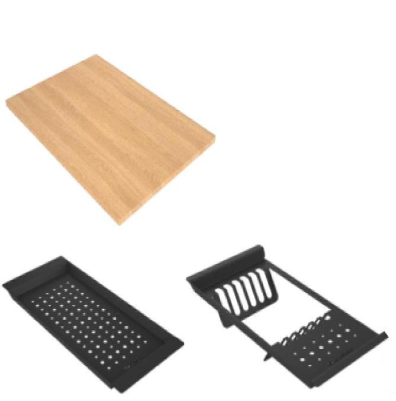 GraniteMy zlewozmywak granitowy 56x48 cm czarny nablatowy z odpływem ze stali nierdzewnej, w tym akcesoria 1208967231