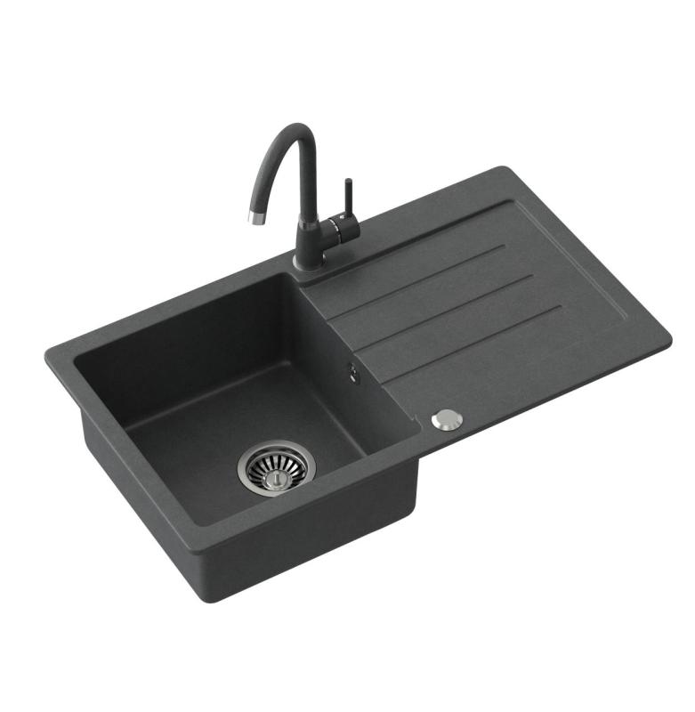 Quadri Kendal granit antracytowy z ociekaczem 77x44cm odwracalny 1208967397