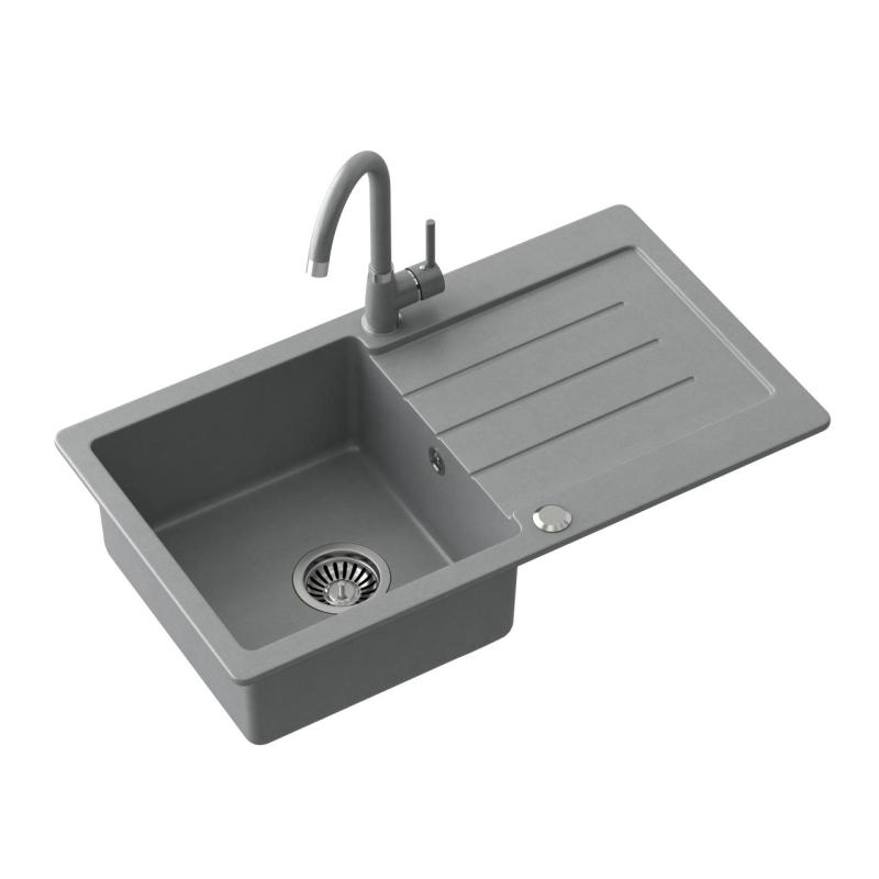 Quadri Kendal szary granitowy zlew z ociekaczem 77x44cm odwracalny 1208967398