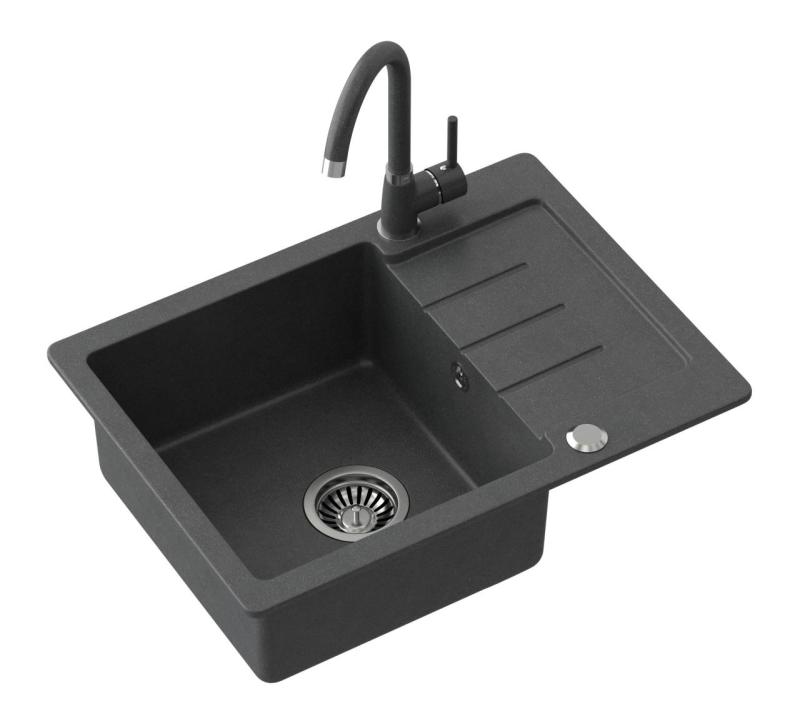 Quadri Kendal antracytowy granitowy zlewozmywak z ociekaczem 60x44cm odwracalny 1208967400