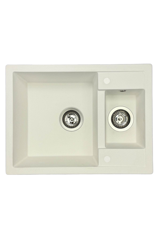 GraniteMy Inteligentny bardzo ondiep 1,5 granitowy biały zlewozmywak nablatowy 58x44cm 1208967418