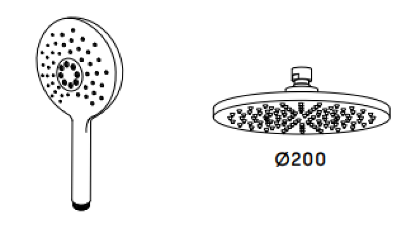 Waterevolution Flow zestaw prysznicowy z deszczownicą ze stali nierdzewnej 200mm T141NRIE