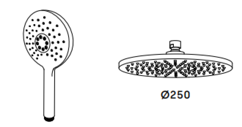 Waterevolution Flow zestaw prysznicowy z deszczownicą matowa czarna 250mm T141NR25PR
