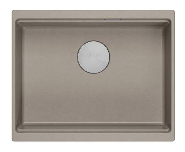 Quadri Newport II granitowy zlew podwieszany taupe 560x450mm z korkiem i pokrywką odpływu ze stali nierdzewnej 1208967453