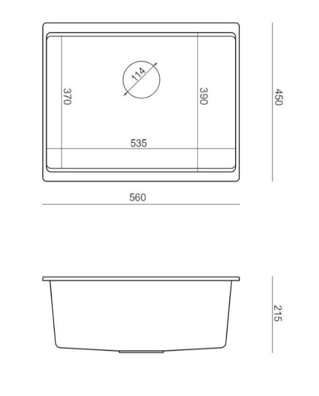 Quadri Newport II granitowy zlewozmywak podwieszany antracytowy 560x450mm  z korkiem ze stali nierdzewnej i pokrywką odpływu 1208967459