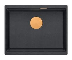 Quadri Newport II granitowy zlew podwieszany antracytowy 560x450mm z miedzianym korkiem i pokrywą odpływu 1208967461