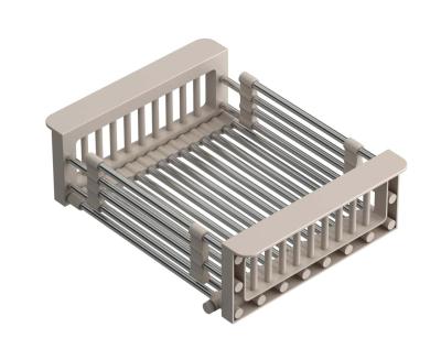 Quadri Uniwersalny, wysuwany kosz na resztki, koszyk ze stali nierdzewnej z beżowymi uchwytami, szerokość 225 mm, 1208967544.