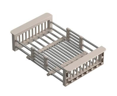 Quadri Uniwersalny, wysuwany kosz na resztki, koszyk ze stali nierdzewnej z beżowymi uchwytami, szerokość 225 mm, 1208967544.