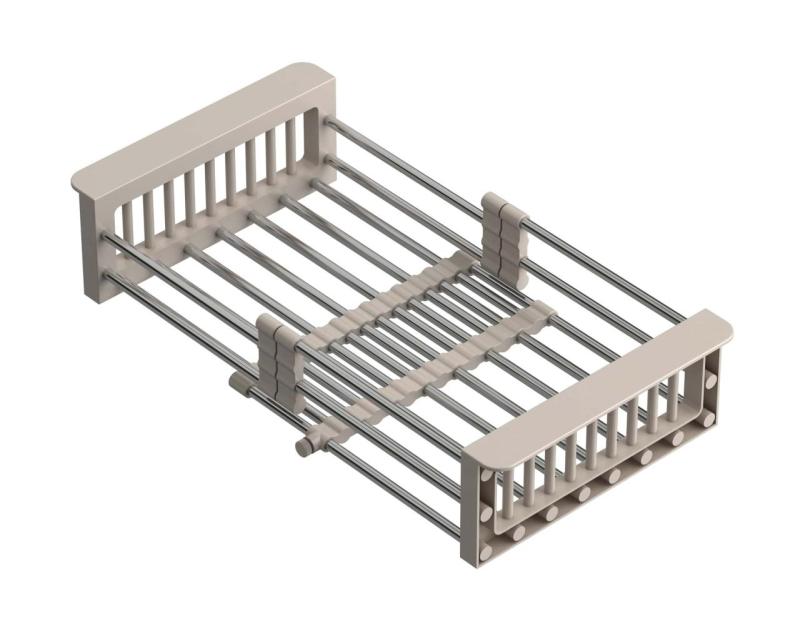 Quadri Uniwersalny, wysuwany kosz na resztki, koszyk ze stali nierdzewnej z beżowymi uchwytami, szerokość 225 mm, 1208967544.